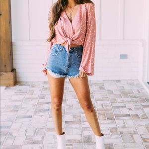 Rose poke-a-dot tie top